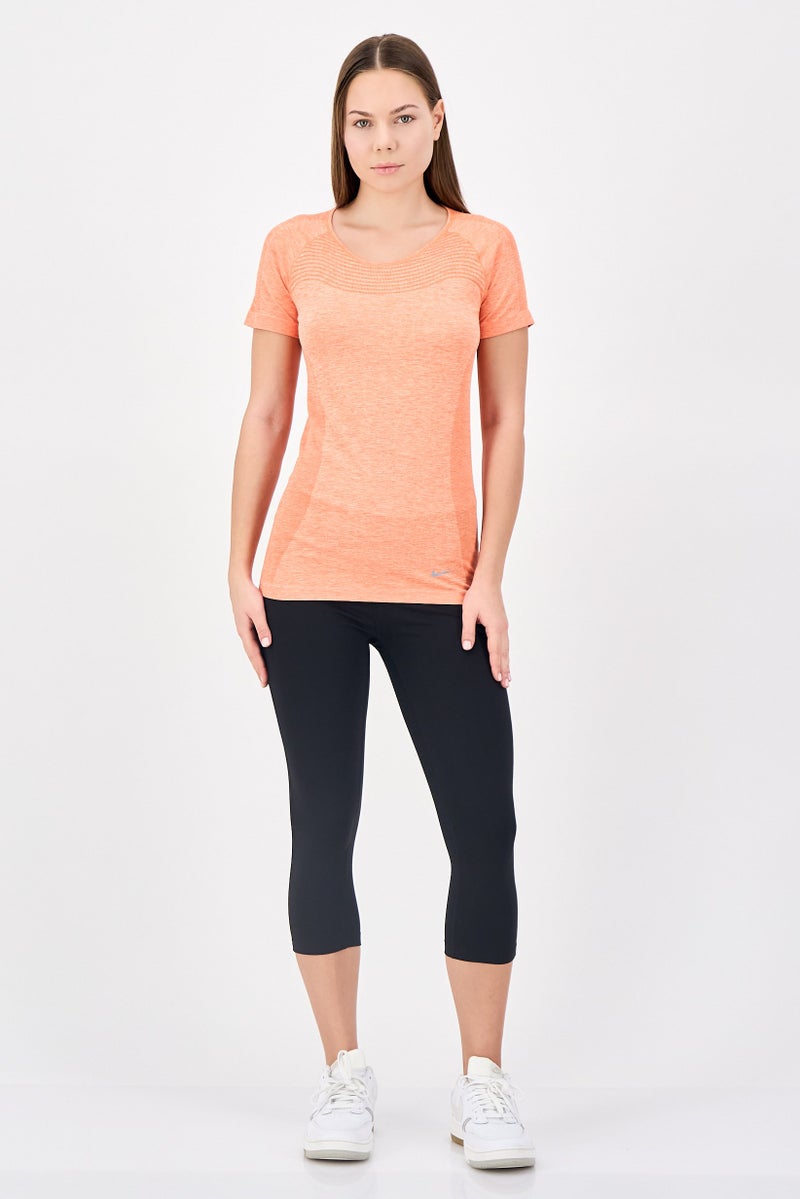 Nike Women Sportswear Fit Short Sleeve Running Top, Orange - Image 4